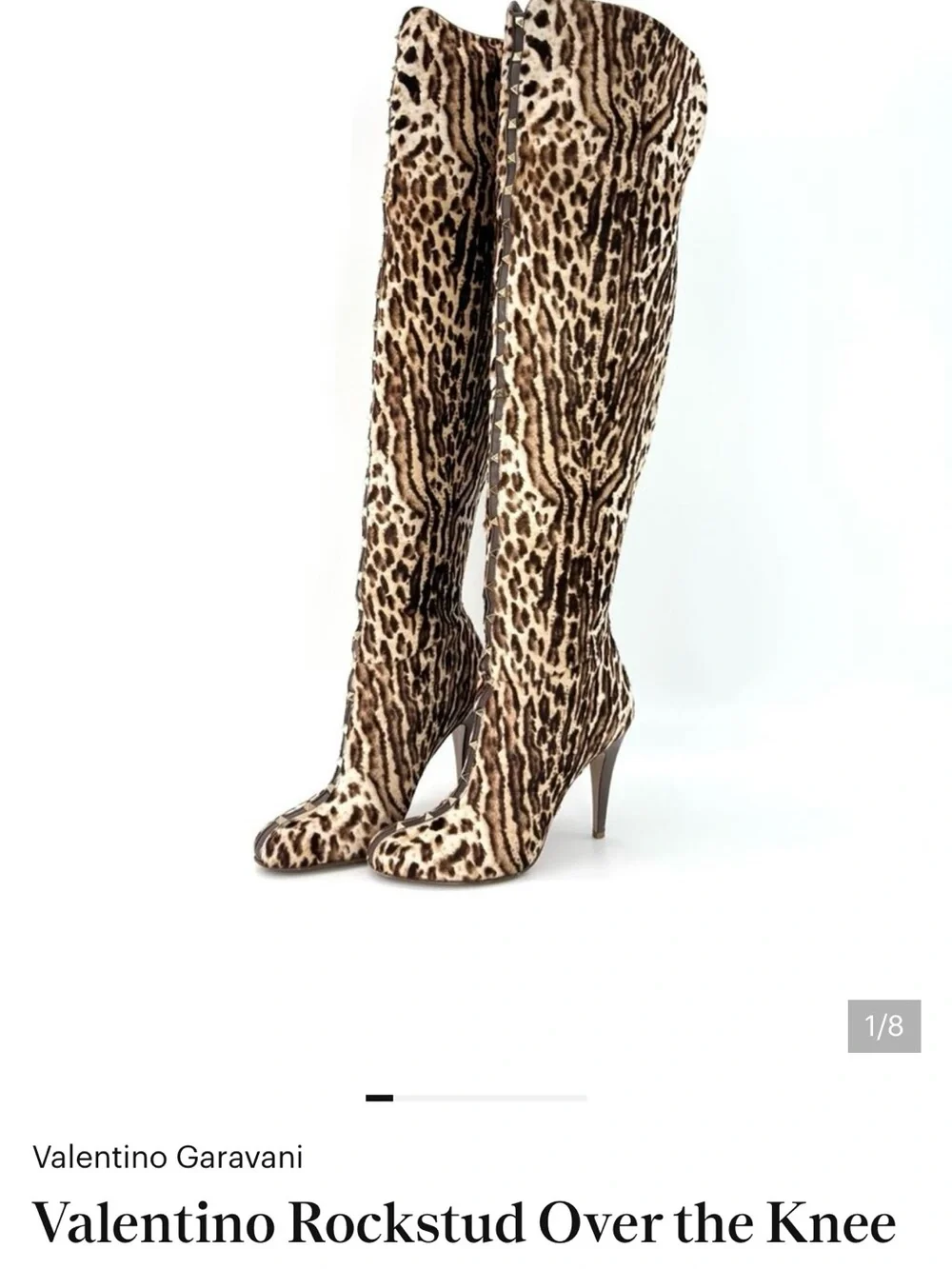 NEW Valentino Garavani Leopard-Print FUR Over-the-Knee Boots - Brown & Tan